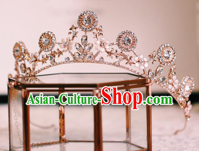 Handmade Baroque Zircon Hair Clasp European Princess Headwear Jewelry Accessories Wedding Luxury Golden Royal Crown