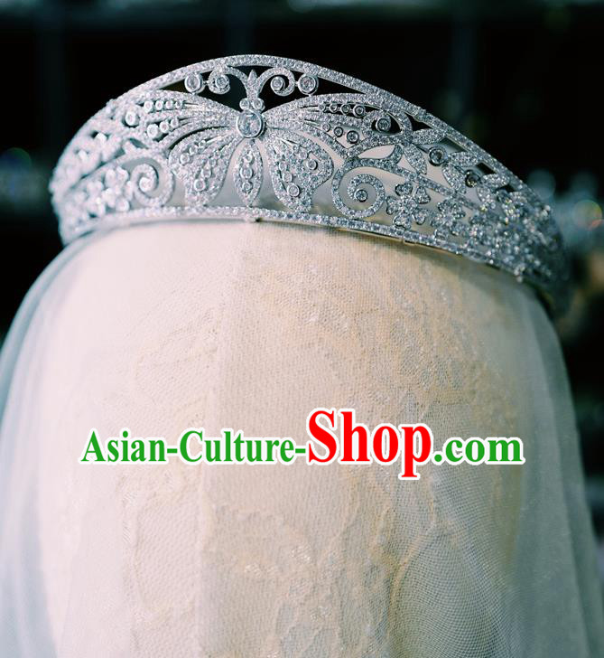 Top European Retro Zircon Butterfly Royal Crown Bride Headwear Princess Wedding Jewelry Accessories
