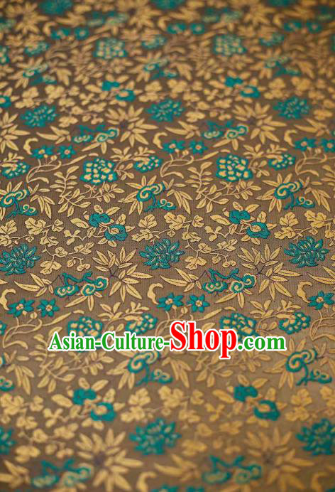 Chinese Classical Twine Chrysanthemum Pattern Design Brown Song Brocade Fabric Asian Traditional Silk Material