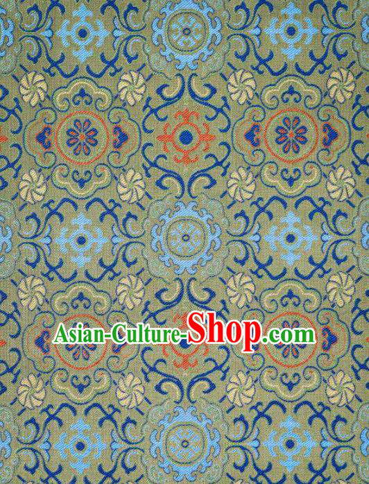 Chinese Classical Lotus Pattern Design Green Song Brocade Fabric Asian Traditional Silk Material