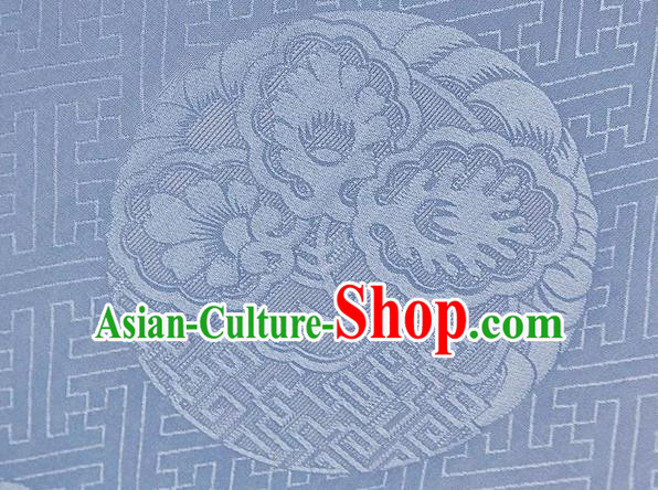 Chinese Classical Peony Pattern Design Light Blue Mulberry Silk Fabric Asian Traditional Cheongsam Silk Material