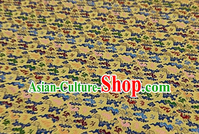 Chinese Classical Clouds Pattern Design Yellow Song Brocade Fabric Asian Traditional Silk Material
