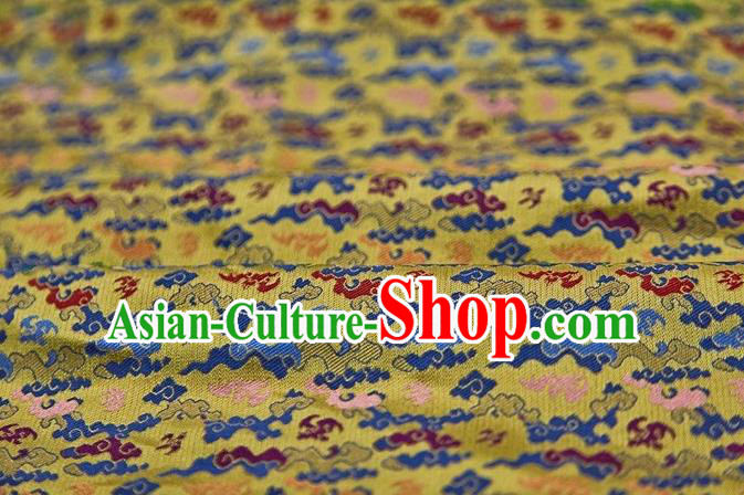 Chinese Classical Clouds Pattern Design Yellow Song Brocade Fabric Asian Traditional Silk Material
