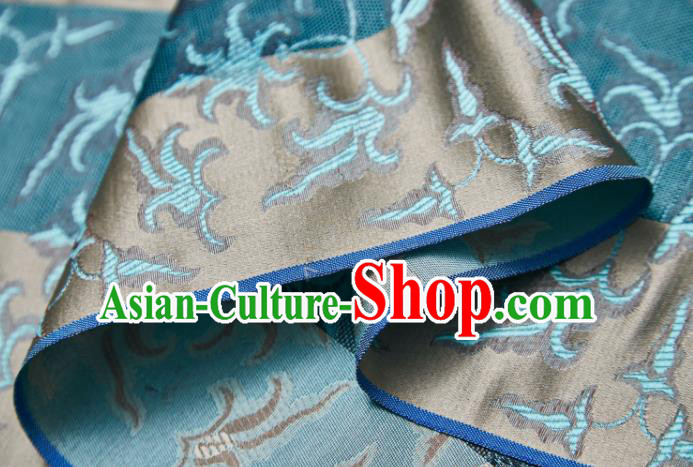Chinese Classical Jacquard Pattern Design Blue Mulberry Silk Fabric Asian Traditional Cheongsam Silk Material