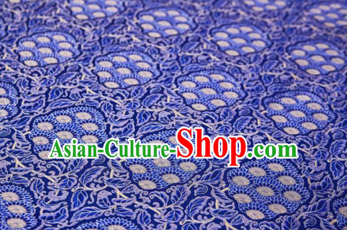 Chinese Classical Lotus Pattern Design Royalblue Song Brocade Fabric Asian Traditional Silk Material