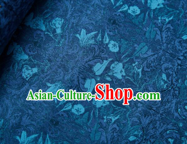 Chinese Classical Grass Pattern Design Peacock Green Su Brocade Fabric Asian Traditional Silk Material