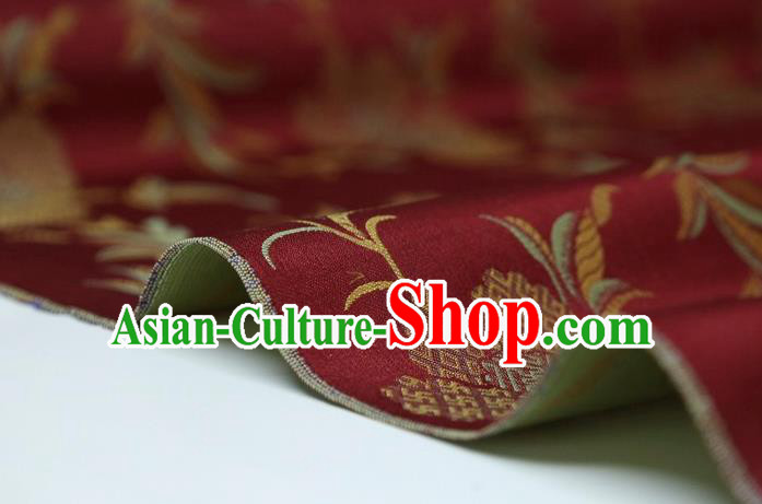 Chinese Classical Flowers Pattern Design Purplish Red Song Brocade Fabric Asian Traditional Silk Material