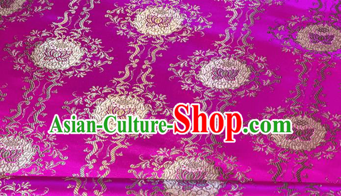 Chinese Classical Lotus Pattern Design Rosy Brocade Fabric Asian Traditional Satin Tang Suit Silk Material