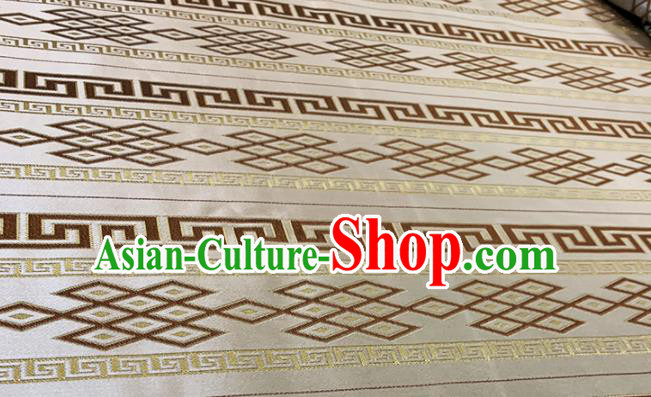 Chinese Classical Pattern Design Light Khaki Brocade Fabric Asian Traditional Satin Tang Suit Silk Material