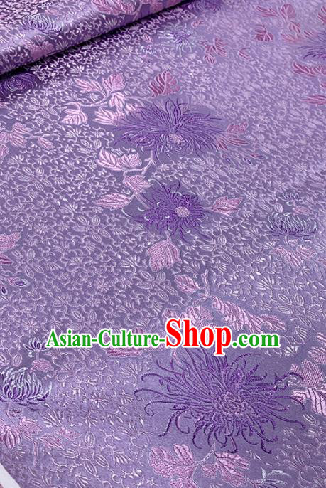 Chinese Classical Fireworks Pattern Design Light Purple Brocade Fabric Asian Traditional Satin Tang Suit Silk Material