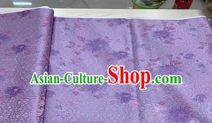 Chinese Classical Fireworks Pattern Design Light Purple Brocade Fabric Asian Traditional Satin Tang Suit Silk Material