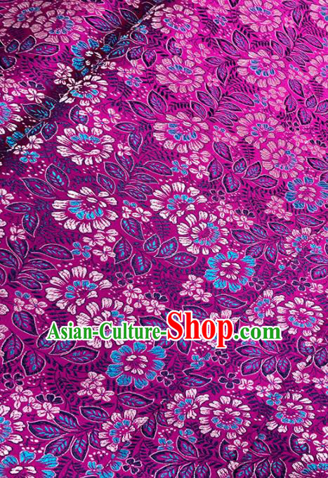 Chinese Classical Flowers Pattern Design Rosy Brocade Fabric Asian Traditional Satin Tang Suit Silk Material