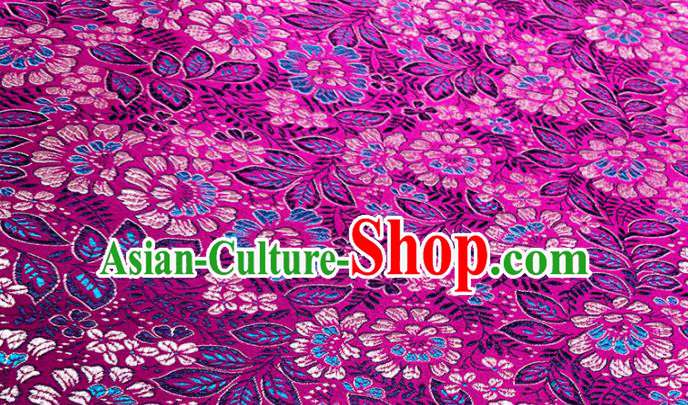 Chinese Classical Flowers Pattern Design Rosy Brocade Fabric Asian Traditional Satin Tang Suit Silk Material