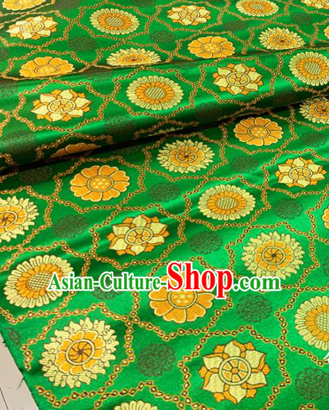Chinese Classical Pattern Design Green Brocade Fabric Asian Traditional Satin Tang Suit Silk Material