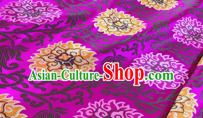Chinese Classical Buddhism Lotus Pattern Design Rosy Brocade Fabric Asian Traditional Satin Tang Suit Silk Material