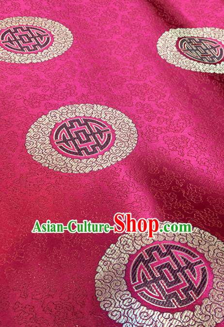Chinese Classical Round Pattern Design Purplish Red Brocade Fabric Asian Traditional Satin Tang Suit Silk Material