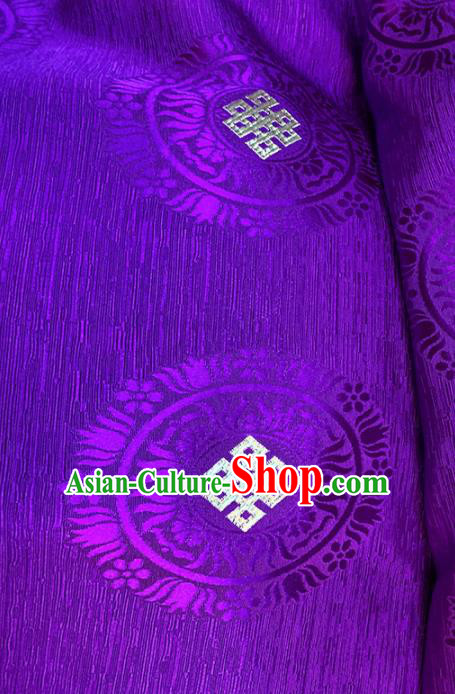 Chinese Classical Lucky Knots Pattern Design Purple Brocade Fabric Asian Traditional Satin Tang Suit Silk Material