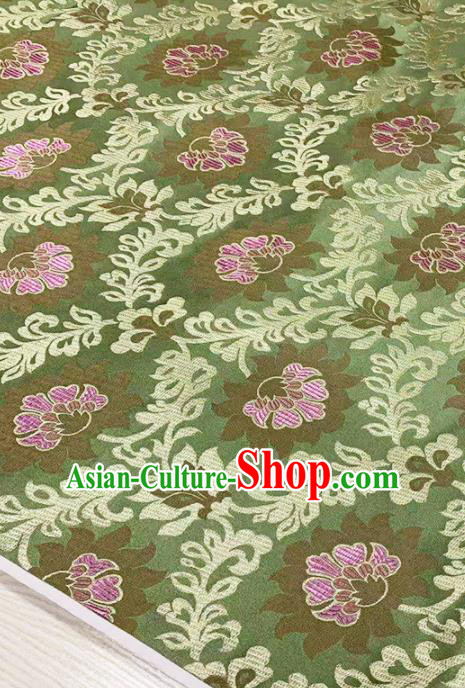 Chinese Classical Lotus Pattern Design Light Green Brocade Fabric Asian Traditional Satin Tang Suit Silk Material