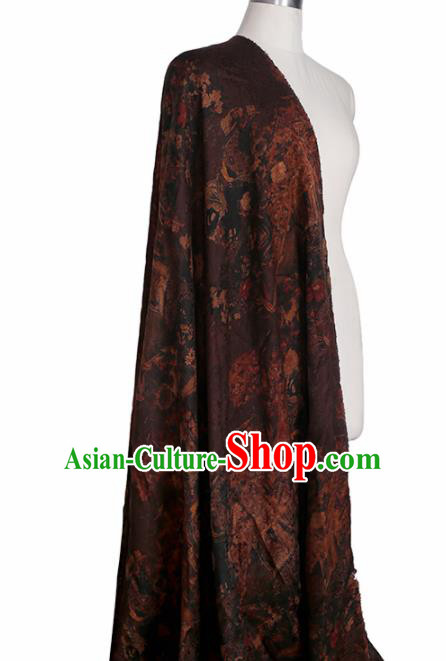 Chinese Classical Bamboo Plum Pattern Design Brown Mulberry Silk Fabric Asian Traditional Cheongsam Silk Material