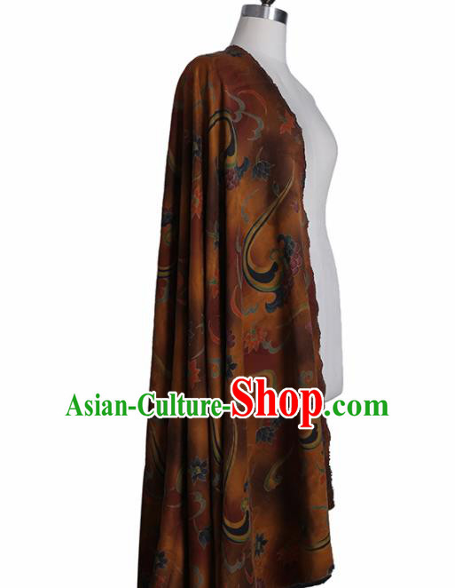 Chinese Classical Flowers Pattern Design Ginger Mulberry Silk Fabric Asian Traditional Cheongsam Silk Material