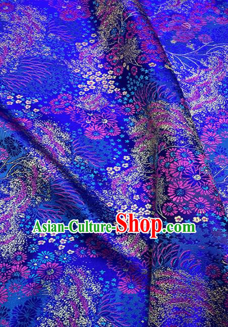 Chinese Classical Pattern Design Royalblue Brocade Fabric Asian Traditional Satin Tang Suit Silk Material