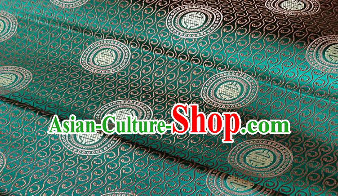 Chinese Classical Round Pattern Design Deep Green Brocade Fabric Asian Traditional Satin Tang Suit Silk Material