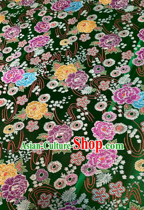 Chinese Classical Royal Pattern Design Deep Green Brocade Fabric Asian Traditional Satin Tang Suit Silk Material