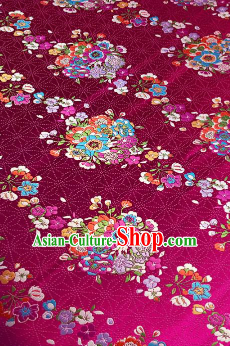 Chinese Classical Bouquet Pattern Design Rosy Brocade Fabric Asian Traditional Satin Tang Suit Silk Material