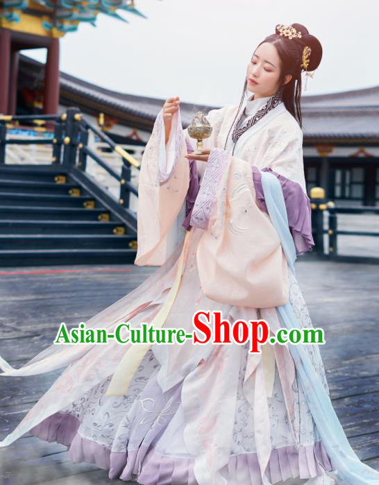 Chinese Ancient Goddess Embroidered Hanfu Dress Traditional Jin Dynasty Imperial Concubine Costumes for Women