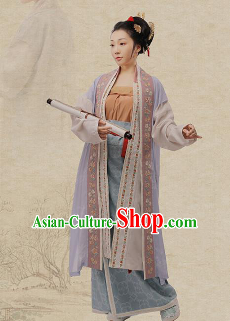 Chinese Ancient Nobility Female Hanfu Dress Traditional Song Dynasty Poetess Zhu Shuzhen Costumes for Women