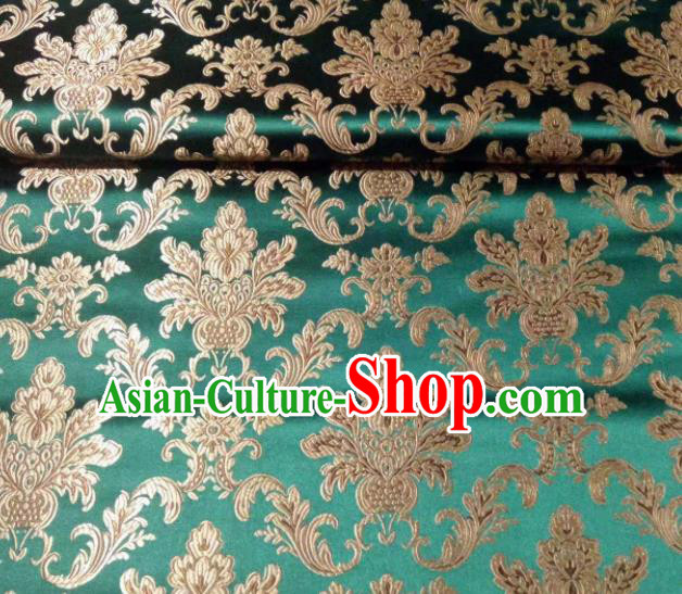 Chinese Classical Royal Pattern Design Green Brocade Fabric Asian Traditional Satin Tang Suit Silk Material