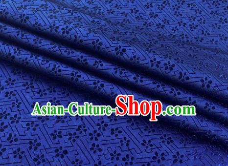 Chinese Classical Babysbreath Pattern Design Navy Brocade Fabric Asian Traditional Satin Silk Material