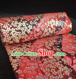 Japanese Classical Sakura Pattern Design Red Brocade Fabric Asian Traditional Satin Kimono Silk Material