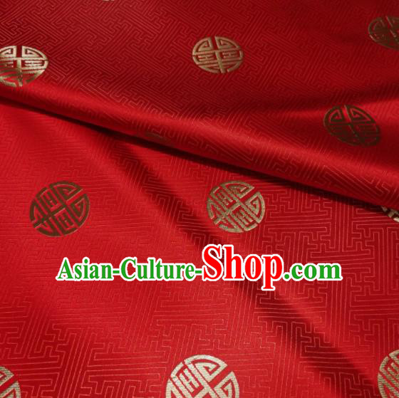 Chinese Classical Royal Longevity Pattern Design Red Brocade Fabric Asian Traditional Satin Silk Material