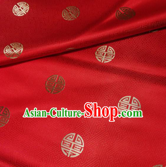 Chinese Classical Royal Longevity Pattern Design Red Brocade Fabric Asian Traditional Satin Silk Material