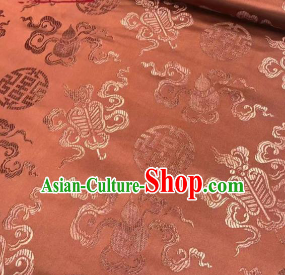 Chinese Royal Eight Immortals Pattern Design Rust Red Brocade Fabric Asian Traditional Satin Silk Material