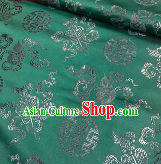 Chinese Royal Eight Immortals Pattern Design Green Brocade Fabric Asian Traditional Satin Silk Material