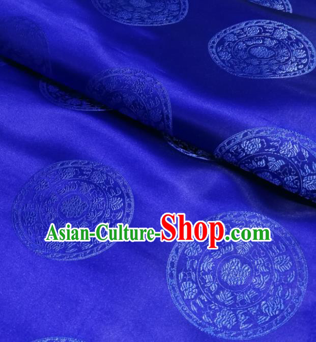 Chinese Royal Peony Pattern Design Royalblue Brocade Fabric Asian Traditional Satin Silk Material
