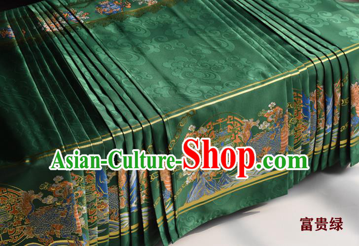 Chinese Ancient Princess Green Brocade Horse Face Skirt Traditional Ming Dynasty Court Lady Costumes for Women