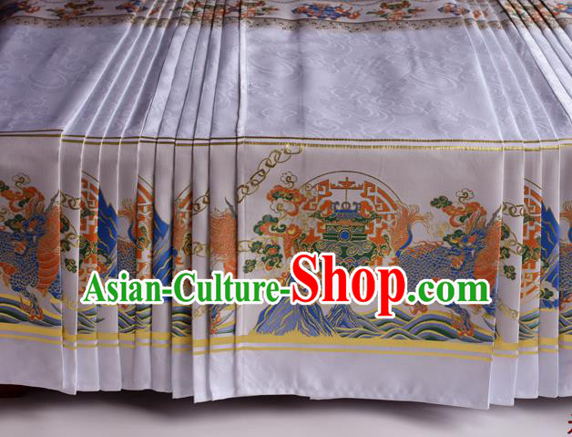 Chinese Ancient Princess White Brocade Horse Face Skirt Traditional Ming Dynasty Court Lady Costumes for Women