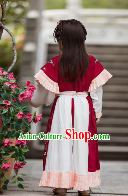 Chinese Traditional Girls Costume Ancient Jin Dynasty Princess Hanfu Dress for Kids