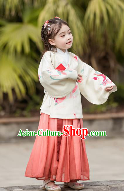 Chinese Traditional Girls Costume Ancient Ming Dynasty Princess Hanfu Dress for Kids