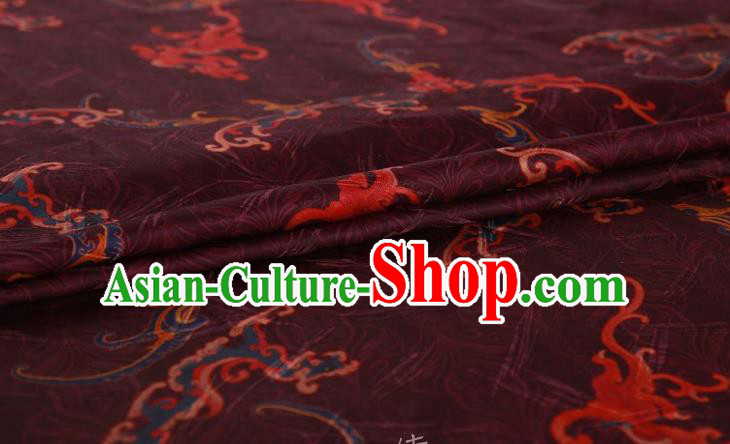 Chinese Classical Pattern Design Deep Purple Gambiered Guangdong Gauze Fabric Asian Traditional Cheongsam Silk Material