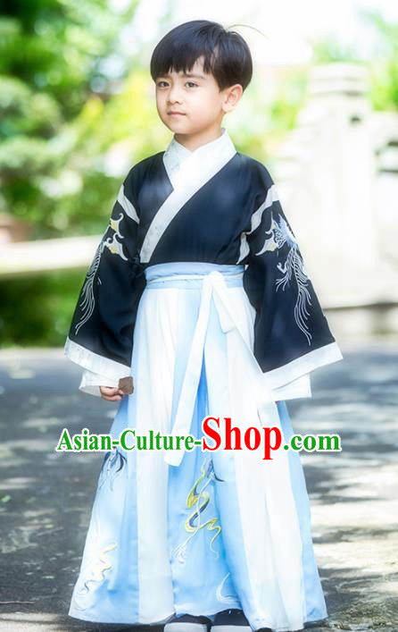 Chinese Traditional Ming Dynasty Swordsman Costume Ancient Scholar Hanfu Clothing for Kids