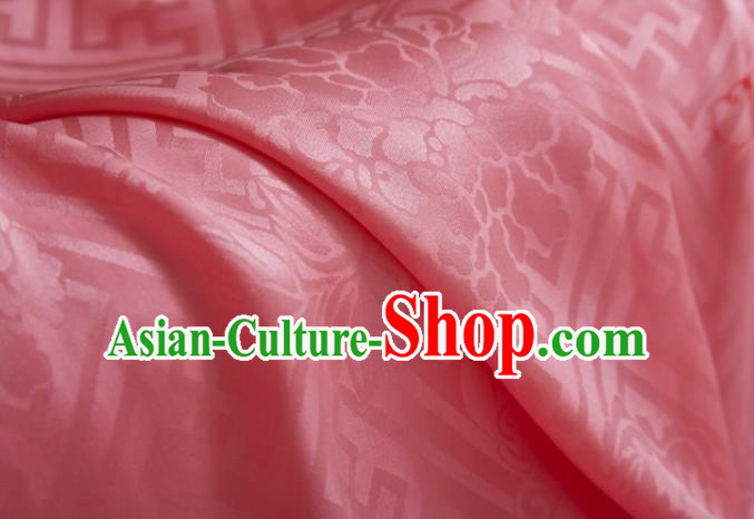 Chinese Classical Peony Pattern Design Pink Silk Fabric Asian Traditional Cheongsam Brocade Material