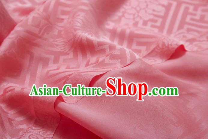 Chinese Classical Peony Pattern Design Pink Silk Fabric Asian Traditional Cheongsam Brocade Material