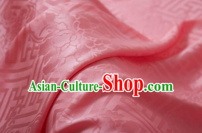 Chinese Classical Peony Pattern Design Pink Silk Fabric Asian Traditional Cheongsam Brocade Material