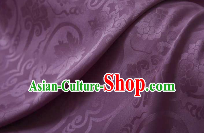 Chinese Classical Grape Vine Pattern Design Purple Silk Fabric Asian Traditional Cheongsam Brocade Material