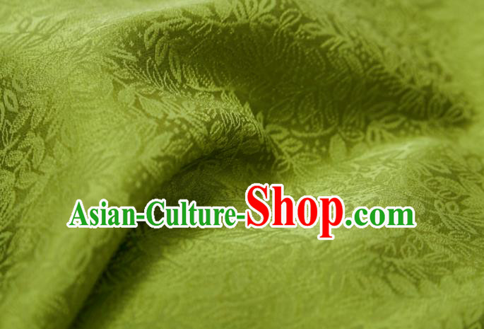 Chinese Classical Grass Pattern Design Olive Green Silk Fabric Asian Traditional Cheongsam Brocade Material