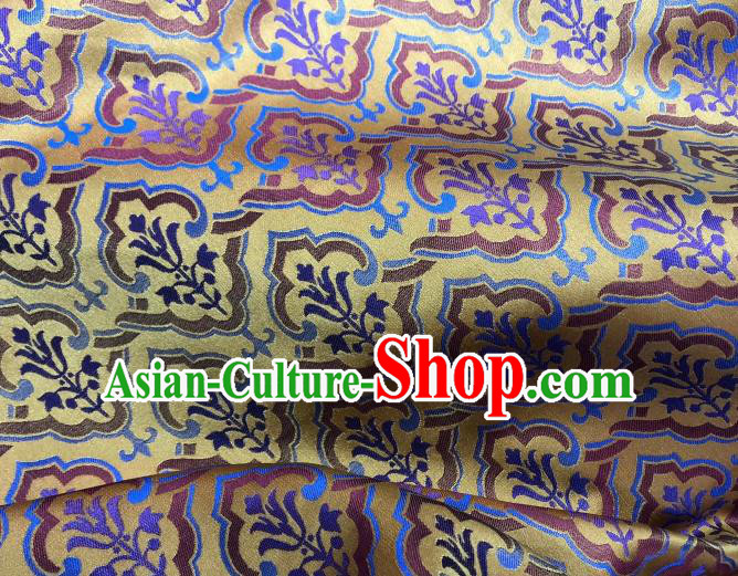 Chinese Classical Pattern Design Yellow Silk Fabric Asian Traditional Cheongsam Brocade Material